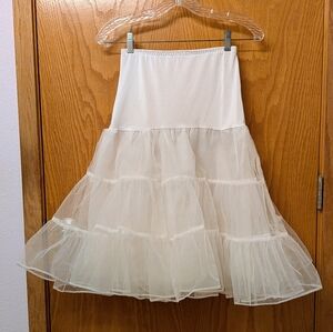 White Tiered A-Line Petticoat Skirt - Women's Lined Tulle Underskirt